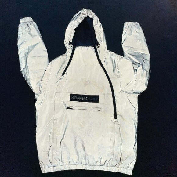 Members Only Sport Silver Space Suit Jacket Reflective Men’s Large - Picture 10 of 10